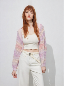 ONLY | Hollow Knit Short Length Long Sleeve Blouse