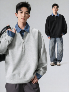 Wood soon | Vintage Style Fake Two-Piece Hoodie Sweater Casual Top
