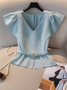 GOUWU | Elegant V-Neck Chiffon Blouse