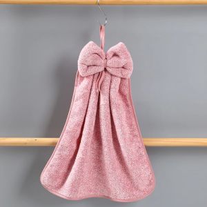 Bowknot Hand Towels Kitchen Bathroom Coral Velvet Microfiber Soft Quick Dry Absorbent Cleaning Cloth Home Sauna Terry Towel