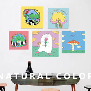 Dopamine Rainbow Cute Cartoon Wall Art Decorations No Frame Living Room Bedroom Modern Printed Fabric Wall Pictures