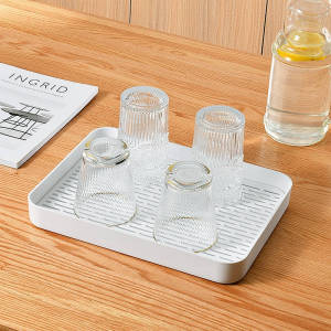 Tea Serving Tray Dish Draining Drying Tray Water Tray for Sink Coffee Table Tray Kitchen Counter Utensil Holder Dish Drainer