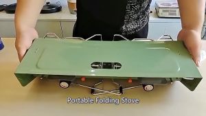 Portable 2-Burner Butane Stove with Folding Lid and Stand
