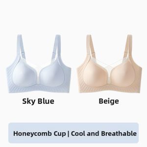 miiow | Ultra-Thin Seamless Ice Silk Bra Womens Gathered Summer Large Chest Appears Small Back Beauty New Hot Sale Underwear