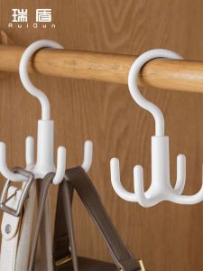 Multi-Head Rotating Four-Claw Hook No-Punching Scarf Hat Coat Hook Home Use Bag Storage Genius Hook Plastic Material 3kg Max Load