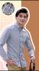 Kemeja Cowok Polos Pria Slimfit Lengan Panjang Katun Premium Hitam Maroon Sage Putih Abu