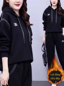 Thickened Fleece Sweatshirt Set Womens Casual Sportswear Autumn Winter Fashionable plus Size Big Code MM Stylish And Elegant