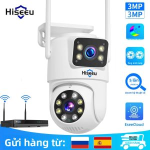 Camera IP PTZ Wifi Hiseeu 6MP Hai Ống Kính Zoom Kỹ Thuật Số 5X Màu Trắng Giám Sát CCTV Trong Nhà Ngoài Trời Tự Động Theo Dõi Hệ Thống Không Dây