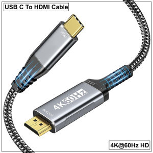 USB C to HDMI Cable 4K 60Hz HD Type-C to HDMI Compatible With Thunderbolt 4/3 DP Alt Mode For MacBook For iPhone 17 For iPad Pro