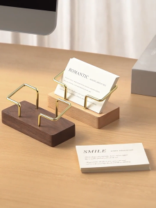 ที่วางนามบัตรไม้โอ๊คดำ สไตล์มืออาชีพ ปรับแต่งได้ ฐานวางบัตรแบบสร้างสรรค์ สำหรับโต๊ะทำงาน