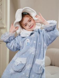Elsa Princess Style Coral Fleece Sleepwear Set