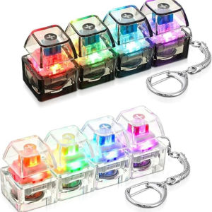 A 4-Button Fingertip Keyboard Keychain RGB Keyboard Fidget Toy with Lights for Stress Relief Decompression Calming Accessories S