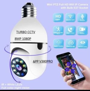 Kamera CCTV IP 8mp Camera V380 Pro Bohlam Lampu 360 View WiFi Wireless / Cctv Bohlam Lampu Malam Hari Tetap Berwarna