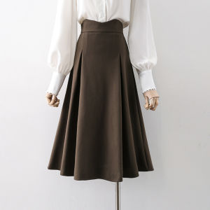 Black A-Line Midi Skirt for Women Commute Professional High Waist Drapey Style Spring Autumn New Arrival Versatile Skirt