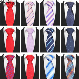 Ruizhijzg Ready Stock Stripe Flower Floral 8cm Silk Necktie for Men Business Wedding Party Tie Jacquard Necktie Accessories Daily Wear Cravat Wedding Party Gift Solid Color Necktie Red