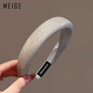 Shiny Sparkling Sponge Hairband Womens New 2024 High Forehead Face Wash Hair Clip Fashionable Korean Style Fresh Outlined