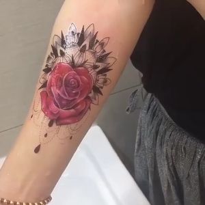Three 3D Watercolour Flower Temporary Tattoo For Women Girls Fake Peony Rose Tattoo Sticker Butterfly Lace Sweatpea Flora Tatoos Leg