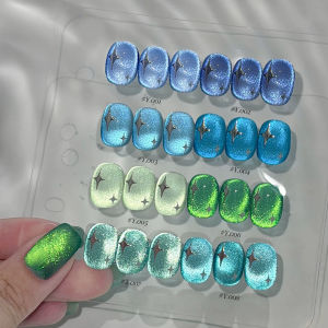 Bộ Sơn Móng Tay Gel Mắt Mèo Pha Lê Bong Bóng Xanh Băng MIANEL 10ML Dành Cho Tiệm Làm Móng Màu Xanh Giáng Sinh 1-8 Chiếc