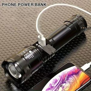 High Power Led Flashlight Ultra Powerful Rechargeable Lamp With Rechargeable Charging Flashlights Portable Very Strong Usb Torch