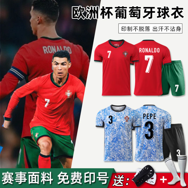 Home Away Football Kit Set for Boys Children Number 7 Cristiano Ronaldo Jersey Shorts And Pants Customizable Team Uniform