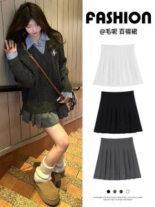 Váy Ngắn Màu Xám Cho Nữ 2025 Xuân Hè Mới Cạp Cao Thon Gọn Váy Chữ Jka Váy Xếp Ly Len Ngắn Dáng Chữ a Màu Trơn