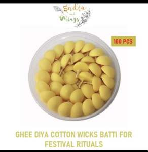 Ghee Diya Cotton Wicks Batti 100 Pcs Readymade Ghee Diya for Pooja Prayer Festivals Rituals 30 Min Burning Time