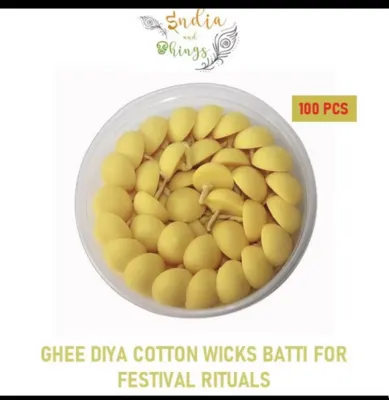 Ghee Diya Cotton Wicks Batti 100 Pcs Readymade Ghee Diya for Pooja Prayer Festivals Rituals 30 Min Burning Time