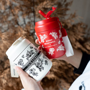 Mini Portable Insulated Stainless Steel Straw Cup 316 for Women Compact Personal Size Beverage Thermos Korean Style Water Bottle