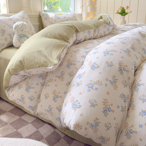 Pure Cotton Floral Print Duvet Cover Single Piece 150x200x230cm Student Dormitory Bedding Cover for 1.5m Bed Quilt Envelope