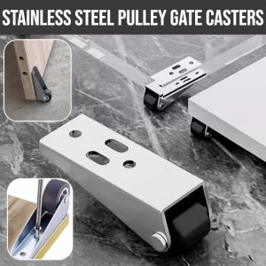 Stainless Steel Pulley Gate Casters Door Bottom Support Wheels Easy To Install