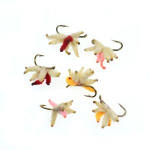 6PCS #18 Trout Salmon Carp Crappie Bluegill Fishing Bait Artificial Maggots Fly Breadworm Cluster Fresh Water Carp Fishing Bair