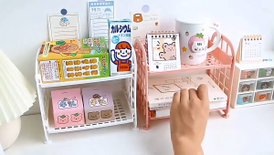 Multi-layer Storage Rack Ready Stock Desk Table Shelf Stationery Cosmetics Organizer Rak Serbaguna 桌面双层置物架