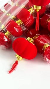 Set 10 Quả Đèn Lồng Đỏ Quả Cầu Vải Nhung Hàng Loại Đẹp Trang Trí Lễ Hội Tết Nguyên Đán