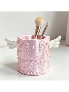 OUHOE | 1 Cái Hộp Đựng Cọ Trang Điểm Hình Cánh Thiên Thần Chất Liệu Tơ Tằm Cao Cấp Hộp Đựng Bút Hộp Đựng Mỹ Phẩm Sang Trọng Dành Cho Nữ Quà Tặng Để Bàn