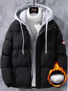 ROMON | Lomond Mens Thickened Winter Cotton Jacket Loose Fit Hooded Downproof Cold-resistant Outerwear Fashion Urban Style Youthful Vitality