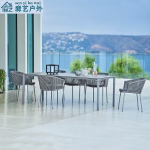 Nordic Outdoor Balcony Casual Table And Chair Set Villa Garden Courtyard Simple Casual Three-Piece Set Wicker Furniture