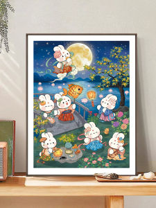 ที่ประดับผ้าฝ้ายปักลายหares Cross Stitch ขนาดเล็กสำหรับห้องนั่งเล่น วัสดุผ้าฝ้าย สไตล์โมเดิร์นเรียบง่าย ผลิตจากจีน