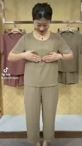 Đồ bộ trung niên cho mẹ bộ lụa Pháp cho mẹ mặc ở nhà cao cấp-VN02