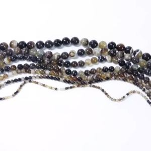 24-92pcs/lot 4/6/8/10/12/14/16mm Brown Natural Agate Stone Beads Loose Beads DIY Jewelry Making Bracelet Necklace Accessories