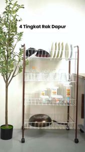 (Ready Stock) 4 Tier Rack/4 Tingkat Rak pinggan dan mangkuk/rak dapur/jimat/Besi/Rak baju/Rak serbaguna