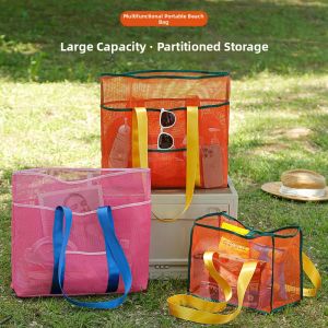 Colorblock Mesh Large Capacity Beach Bag