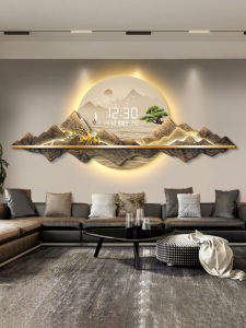 New Chinese Wall Clock Living Room Decorative Painting 2024 New Arrival Creative LED Light Clock Wall-Mounted Digital Display Digital Clock Painting
