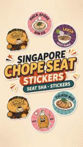 Singapore Chope Seat UV DTF Sticker | Funny Hawker Food Pop Art | Singlish Chope Card Decal
