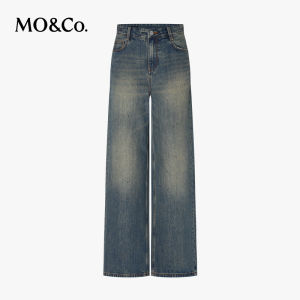 MO&Co. | Vintage Washed Flared Jeans with Rhinestones