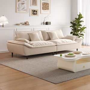 French Cream Style Straight Line High Foot Sofa Stain Resistant Latex Foam Cushion
