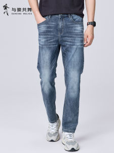 Faded Distressed Stretchy Jeans Straight Fit Men