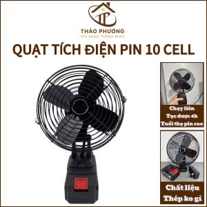 Quạt Tích Điện Pin 10 Cell Dùng Liên Tục 4-5H Quạt Pin Tích  Quạt Để Bàn Tích Điện Lồng Thép Gió Siêu Mát