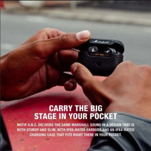 Marshall Motif ANC True Wireless Bluetooth Earphones With Microphone Earbuds Headsets In-Ear Sports Headphones Gaming Music Waterproof Headphones True Wireless Earbuds with Active Noise Cancelling and Bluetooth