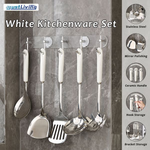 keywords: JustLiving ไม้พายชิ้น/เซ็ต7ชิ้นเซรามิคสเตนเลสชูดเครื่องครัวเซรามิกสแตนเลสครัวเกรดอาหารสแกนดิเนเวียสีขาว Set Alat Masak บ้านตะหลิวทอดช้อนซูปทำอาหาร