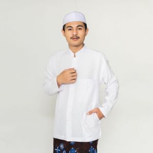 Baju Muslim Polos Lengan Panjang Koko Haibah Casual Katun Halus Premium